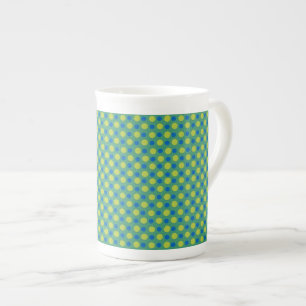 Bone China Mug, Blue and Green Polka Dots Mug