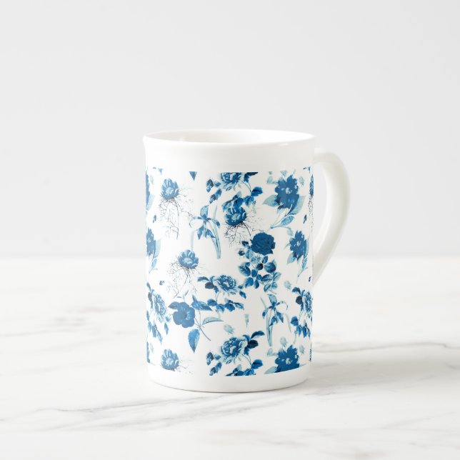 Bone China Mug-Blue Floral   Mug (Front Right)