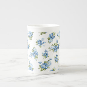 Bone China Mug-Blue Roses Bone China Mug