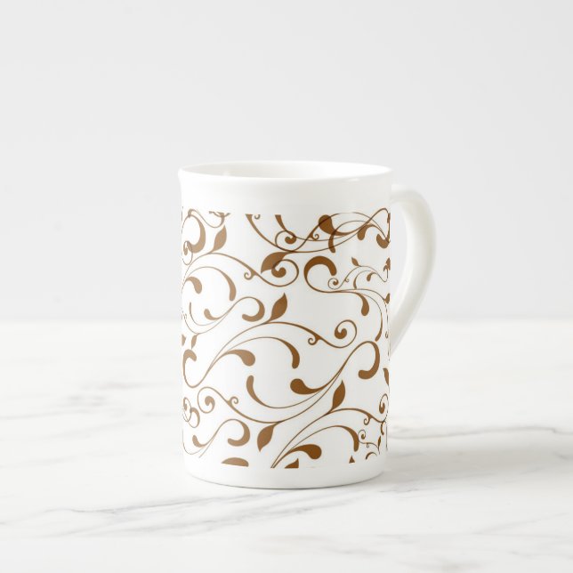 Bone China Mug-Brown Swirls Mug (Front Right)