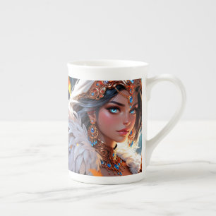 Bone China Mug - Charming Woman in Armour, Feather