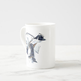 Bone China Mug Gray Dressage Horse and Rider Gift