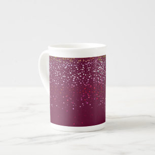 Bone China Mug-Petite Berry Stars-Wine Bone China Mug