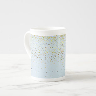 Bone China Mug-Petite Golden Stars-Blue Mug