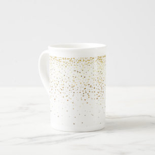 Bone China Mug-Petite Golden Stars-White Bone China Mug