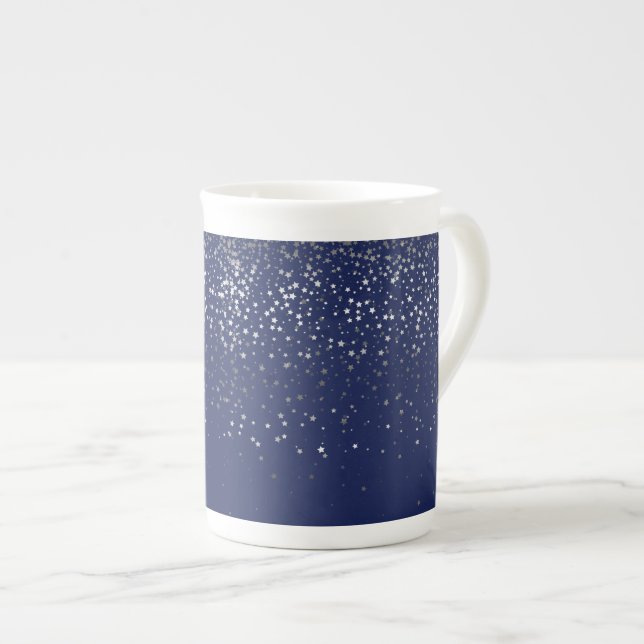 Bone China Mug-Petite Stars Midnight Bone China Mug (Front Right)