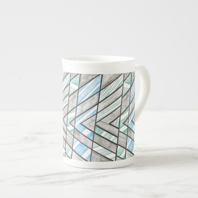 Bone China Mug: Striped V Motif Bone China Mug (Front Right)