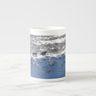 Bone China - Yellowstone Lamar wolf pack run Mug