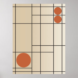 Bone Drift No. 1 Beige + Terracotta Geometric Art Poster