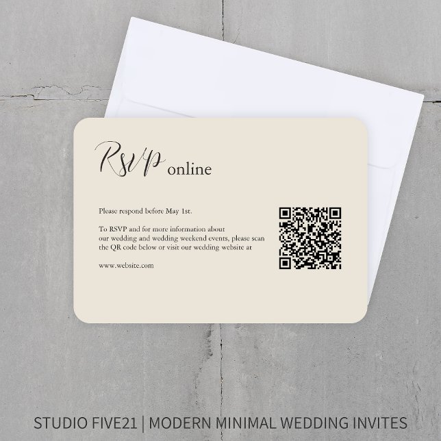 Bone • Elegant Modern Wedding RSVP Card (Creator Uploaded)