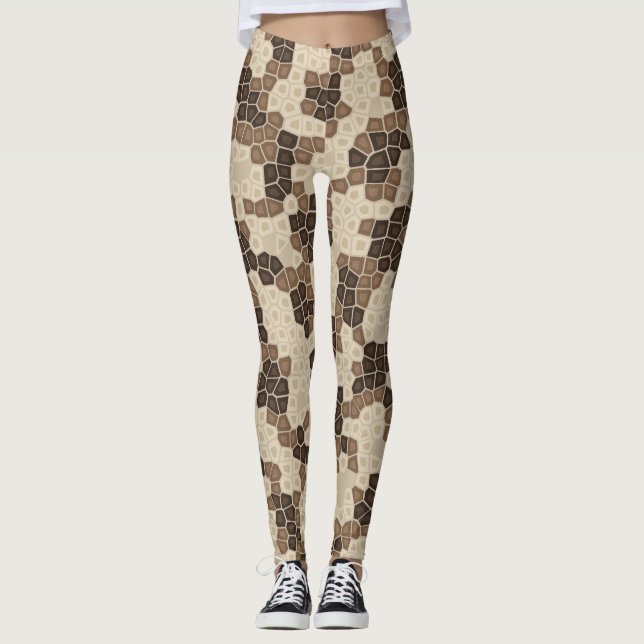 Bone & Espresso Python Snakeskin Leggings (Front)