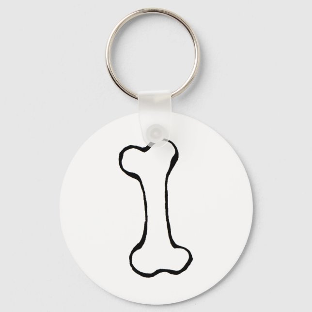 Bone - fun line drawing art symbol logo design key ring (Front)