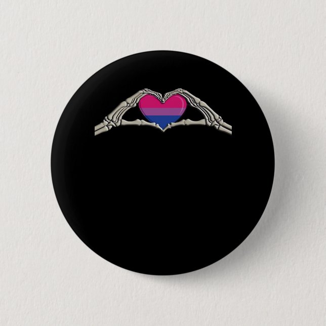 Bone Hands Heart Bisexual Goth 6 Cm Round Badge (Front)