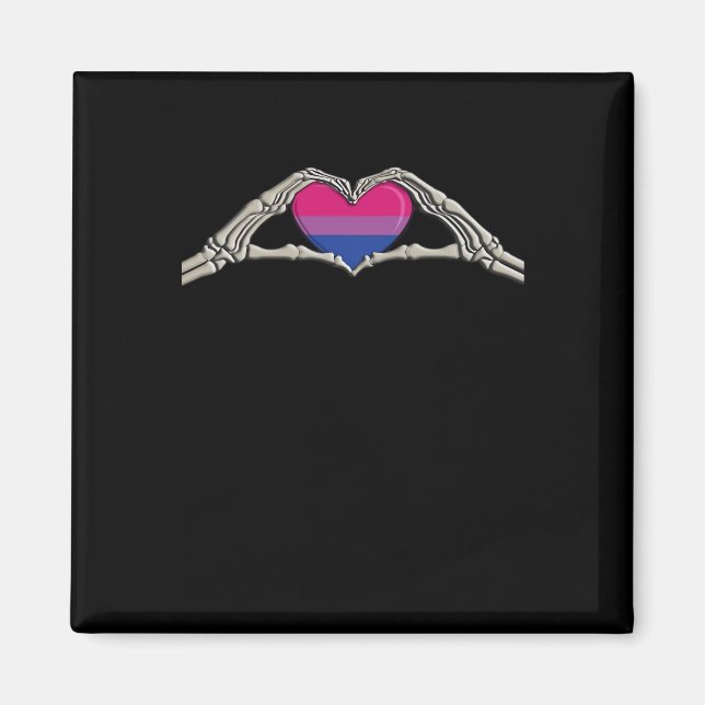 Bone Hands Heart Bisexual Goth Magnet (Front)