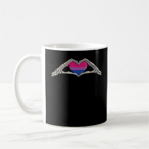 Bone Hands Heart Bisexual Goth Minimal Design Coffee Mug