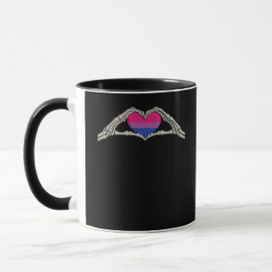 Bone Hands Heart Bisexual Goth Mug