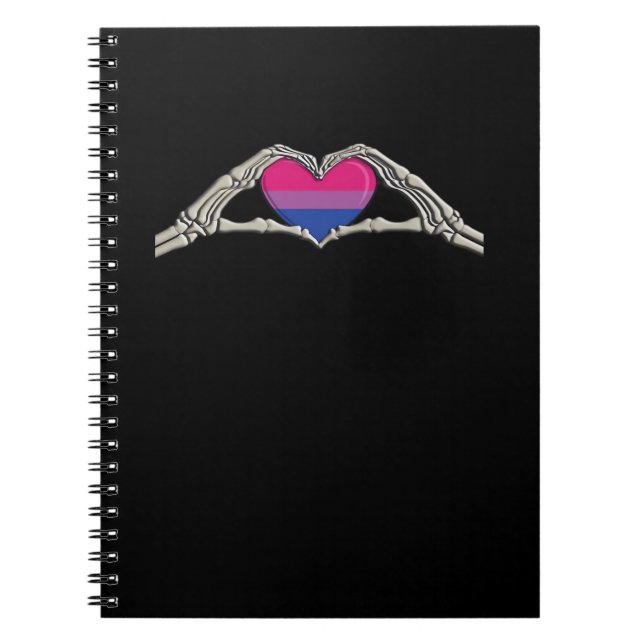 Bone Hands Heart Bisexual Goth Notebook (Front)