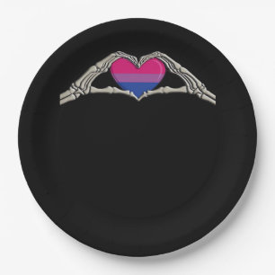 Bone Hands Heart Bisexual Goth Paper Plate