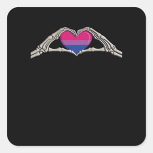 Bone Hands Heart Bisexual Goth Square Sticker
