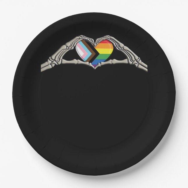Bone Hands Heart Pride Progress Creative Style Paper Plate (Front)