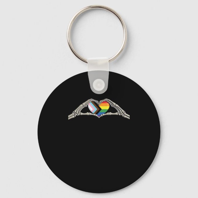 Bone Hands Heart Pride Progress Key Ring (Front)