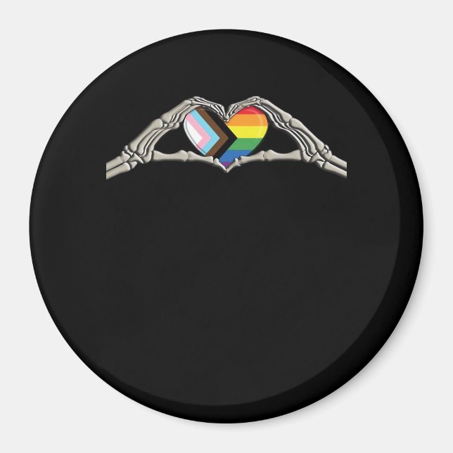 Bone Hands Heart Pride Progress Magnet (Front)
