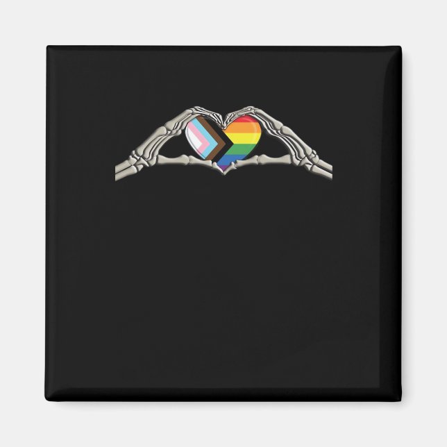 Bone Hands Heart Pride Progress Magnet (Front)