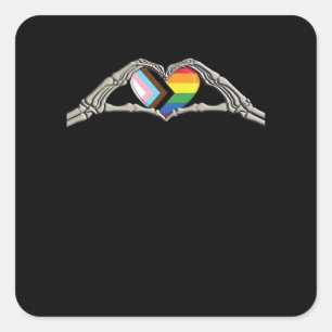 Bone Hands Heart Pride Progress Square Sticker