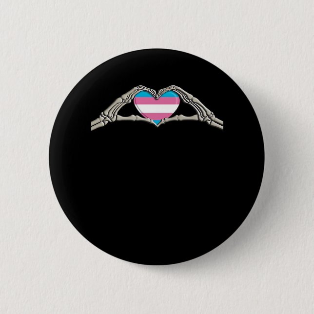 Bone Hands Heart Transgender Goth 6 Cm Round Badge (Front)