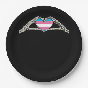 Bone Hands Heart Transgender Goth Paper Plate
