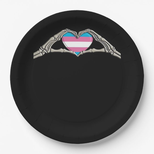 Bone Hands Heart Transgender Goth Paper Plate (Front)