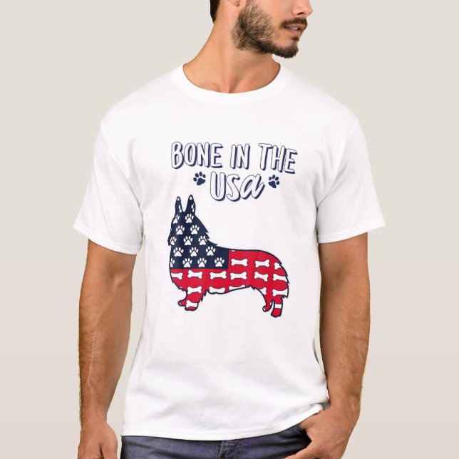 Bone In The USA Corgi 4Th Of July T-Shirt (Front)