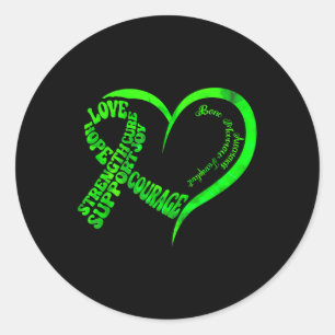 Bone Marrow Transplant Awareness Ribbon Words Gree Classic Round Sticker
