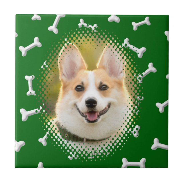 Bone Pattern Dog Frame Print Ceramic Tile (Front)