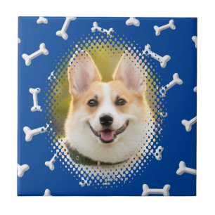 Bone Pattern Dog Frame Print Ceramic Tile