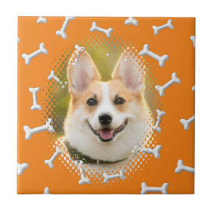 Bone Pattern Dog Frame Print Ceramic Tile