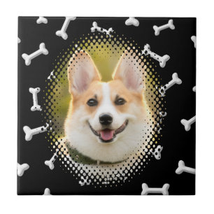 Bone Pattern Dog Frame Print Ceramic Tile