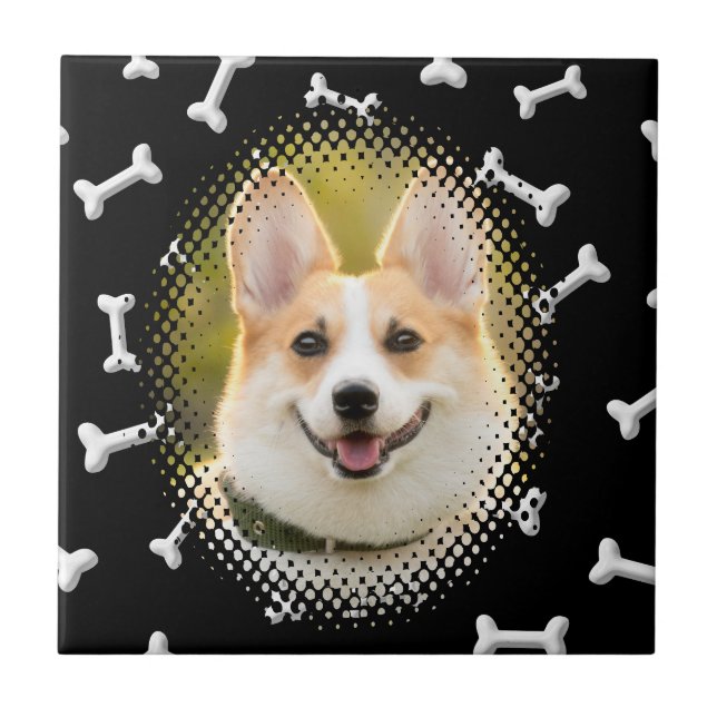 Bone Pattern Dog Frame Print Ceramic Tile (Front)