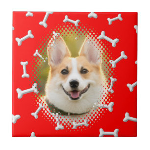 Bone Pattern Dog Frame Print Ceramic Tile