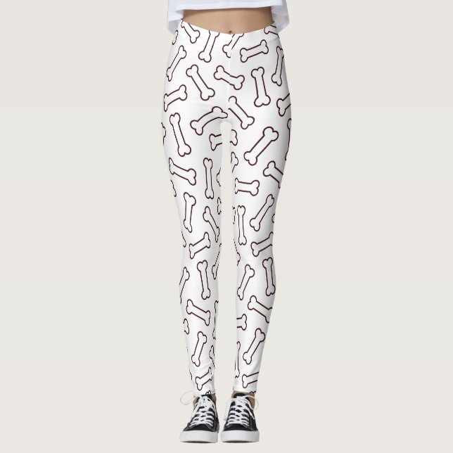 Bone Silhouettes – Minimal Dog Design Leggings (Front)