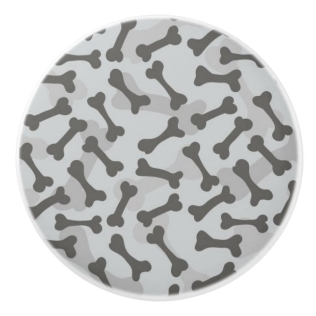 Bone Texture Pattern Greyscale Ceramic Knob (Front)