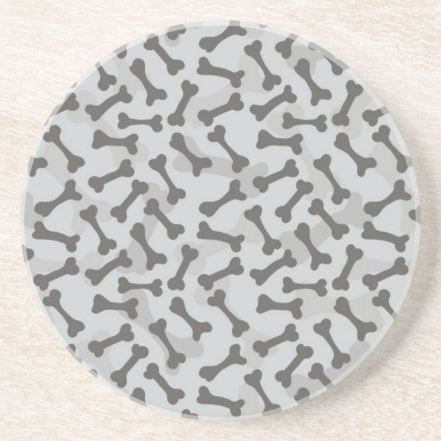 Bone Texture Pattern Greyscale Coaster (Front)