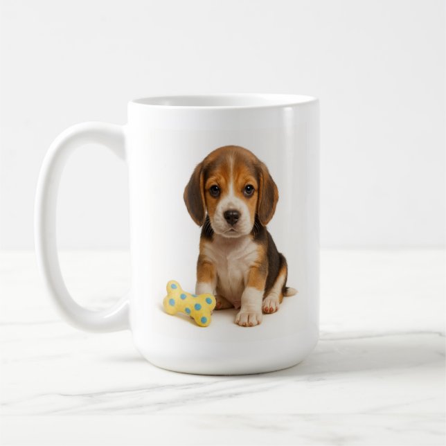 Bone to Be Wild – Beagle Pup & Polka Dot Coffee Mug (Left)