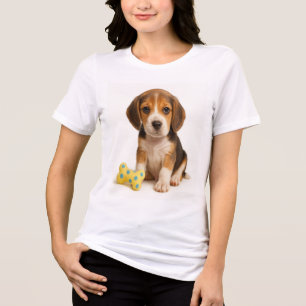 Bone to Be Wild – Beagle Pup & Polka Dot Tri-Blend Shirt