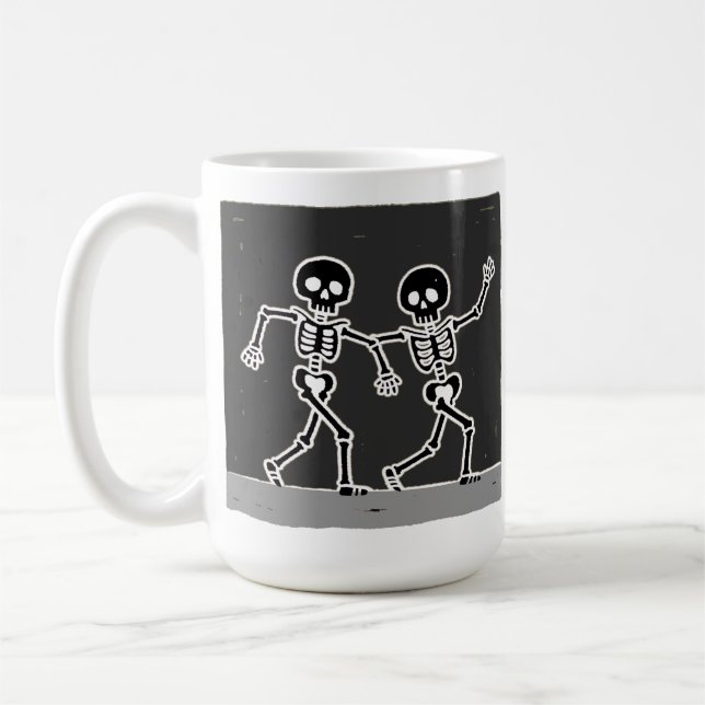 Bone to Be Wild Funny Dancing Skeleton Halloween Coffee Mug (Left)