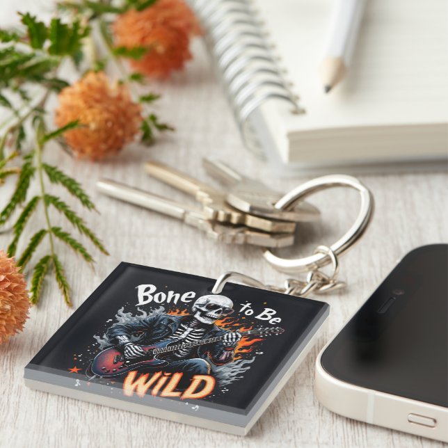 Bone to Be Wild Skeleton Keychain (Front Right)