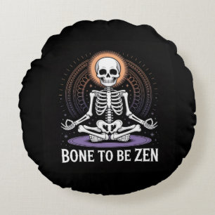Bone to Be Zen – Skeleton Meditation Yoga Decor Round Cushion