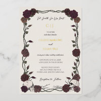 Bone White Gothic Roses Gold Foil Wedding