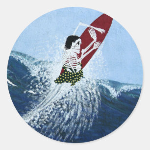 Bone yard roofer classic round sticker
