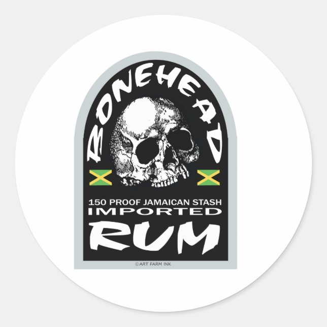Bonehead Rum Classic Round Sticker (Front)